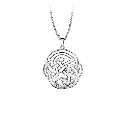 Celtic Symbol Knotwork Sterling Silver Necklace, Trinity Knot Necklace with  18 inch Sterling Silver Box Chain, Irish Symbolic Necklaces